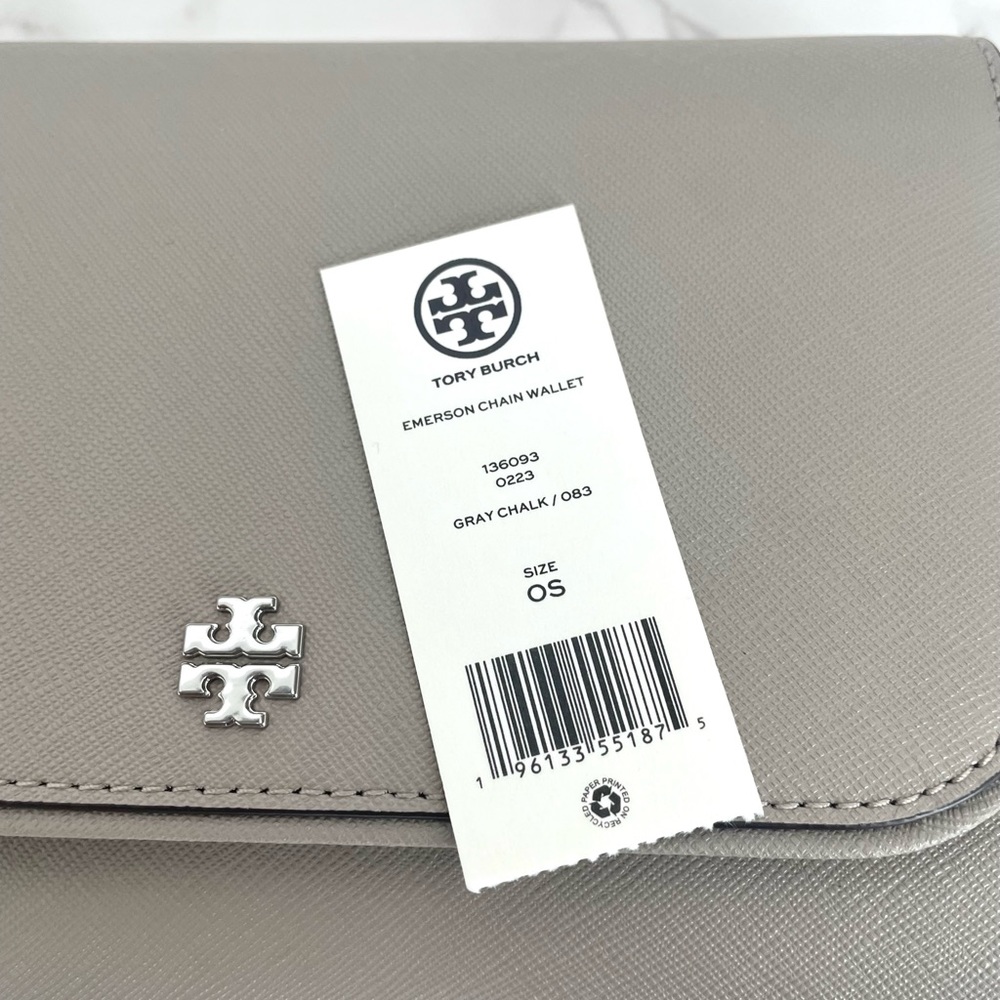❌❌SOLD❌❌ New Tory Burch Emerson Crossbody Wallet on Chain Gray - Picture 8 of 9